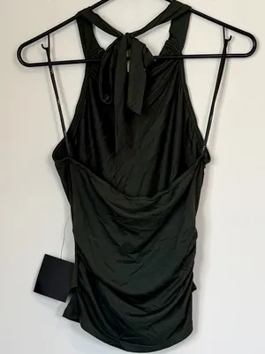 NWT Lulus Cute Inspiration Dark Green Sleeveless Halter Top - Size: Extra Small thumbnail 5