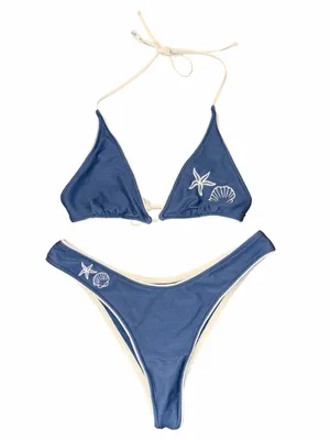 Rip Curl Small Blue Bikini Set, Shell, Triangle Top and High Leg Bottoms, Tillys thumbnail 1