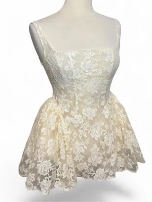 NWT MISS ROSIER Boutique Euphemia Cream White Floral Lace Mini Dress thumbnail 7