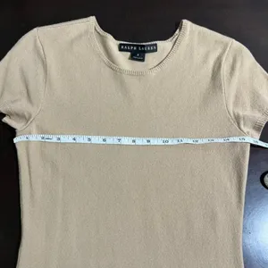 Ralph Lauren Cashmere Blend Short Sleeve Knit Sweater Dress Camel Tan M thumbnail 6