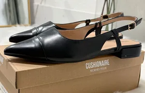 Cushionare Black Pointed Slingback Flats with Memory Foam 9.5 thumbnail 2