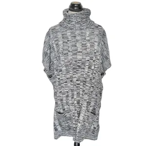 Poncho Sweater Oversized Knit Turtleneck Chunky One Size Cozy Fall Winter thumbnail 2