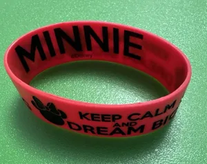 Keep Calm and Dream Big Minnie Bracelet Red Rubber Black thumbnail 1