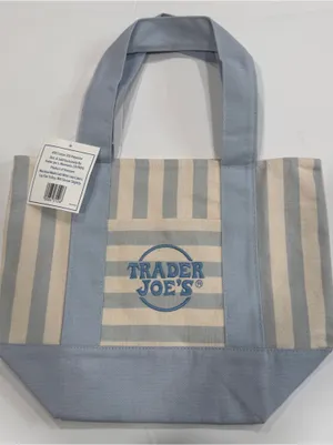 Trader Joe’s Mini Striped Canvas Tote-2026- Summer- Blue - Limited Edition thumbnail 2