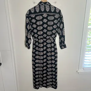 ANTHROPOLOGIE- Omika Simone Long-Sleeve Button-Front Maxi Dress Black Size S thumbnail 6