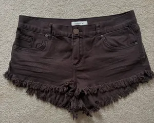 O'Neill Black Denim Jean Shorts Low Rise Frayed Bottom Size 30 Women’s thumbnail 1