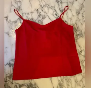 NWT J Crew Candy Apple Red satin camisole - 2 small pinch marks from hanger thumbnail 4
