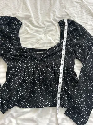 Abercrombie Black Polka Dot Long-Sleeve Peplum Top thumbnail 6