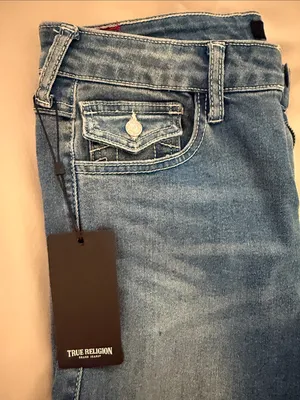 True Religion Women's Light Blue Bootcut Jeans with Signature Stitching thumbnail 6