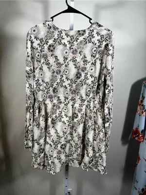 N87. Free People Floral Surplice Mini Dress in Cream, Pink, and Olive thumbnail 4