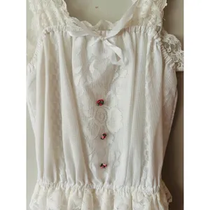 Vintage On The Rocks California White Lace Midi Dress Cottagecore Floral Rosebud thumbnail 3