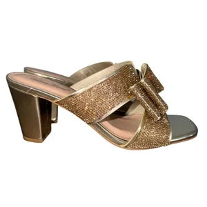 Valenti Franco Becci-3 Womens Gold Rhinestone Bow‎ Block Heel Slide Mules 8.5M thumbnail 4