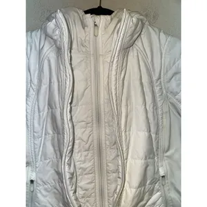 Lululemon Extra Mile Puffer Size 8 White Hooded Quilted Insulated Full Zip‎ thumbnail 9