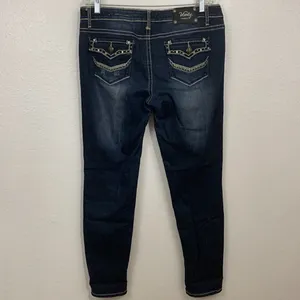 Vanity Premium Dark Wash Bling Pocket Harlow Jeans Size 32 thumbnail 5