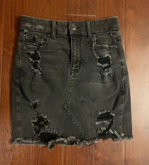 American Eagle Black Distressed Mini Skirt thumbnail 1