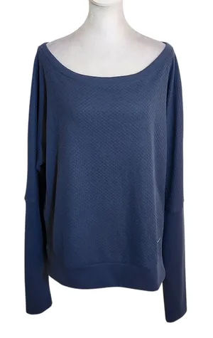 Nike Womens Navy Textured Knit Top with Dolman Sleeves Size Large thumbnail 1