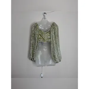 ASOS gold limited edition Sequin Puff-Sleeve Cropped Top size 6 NWT Festive thumbnail 4
