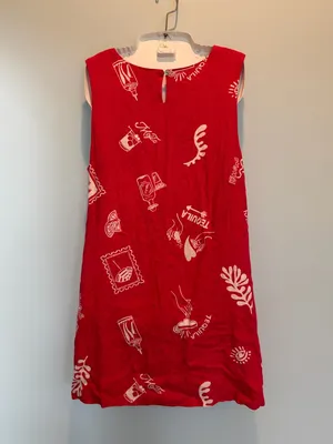Paper Heart Red Linen Blend sleeveless mini dress size Large New With tags thumbnail 5