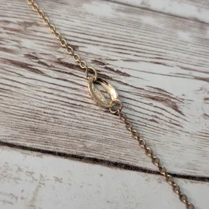 Large Bracelet or Anklet - 7" - 9 & 7/8" Gold Tone Shell Charm - Heavy Tarnish thumbnail 7