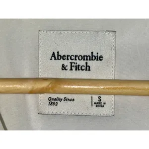 Abercrombie & Fitch White Collared Tie Front Long Sleeve Crop Top Blouse Size S thumbnail 3