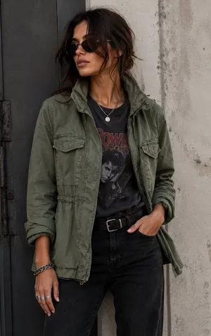 Gap Military Jean Jacket Green Button Front Pockets Vintage Y2K 10 thumbnail 1