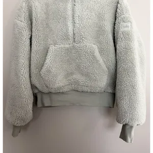Alo Yoga Streetside Half Zip Sherpa Hoodie Pullover Light Green Women's‎ Medium thumbnail 5