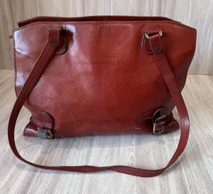 Texier Leather Satchel Shoulder Bag Work School Travel Vintage Redish Brown thumbnail 1