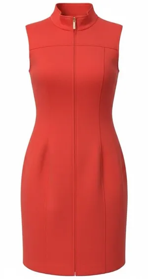 Tommy Hilfiger Dress Womens 12 Coral Red Sleeveless Gold Zip Mini Beltless EUC thumbnail 1