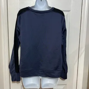 Under Armour Mesh Panel Sweatshirt Womens Blue‎ Black Crewneck Loose Fit Large thumbnail 7