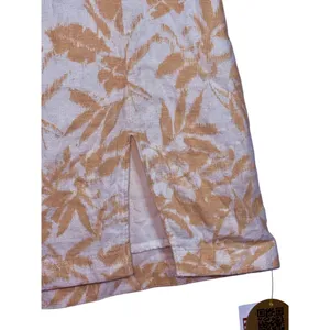 Abercrombie & Fitch White Tan Floral Linen Side Slit Micro Mini Skirt Size Small thumbnail 7