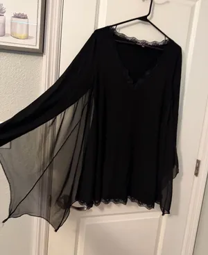 Trickz N’ Treatz Black Lace Bat Wing Dress, Sz XL thumbnail 1