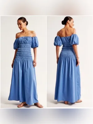 Abercrombie & Fitch Blue Off‑Shoulder Maxi Dress thumbnail 2
