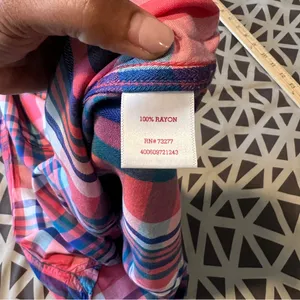SO Perfect Shirt Pink &‎ Blue Plaid Soft Rayon Relaxed Fit Button Front Size M thumbnail 13