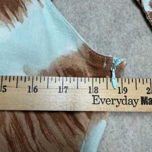 Moon‎ River Brown White Brushstroke Linen Blend Midi Dress Tie Strap Cutout Med thumbnail 9