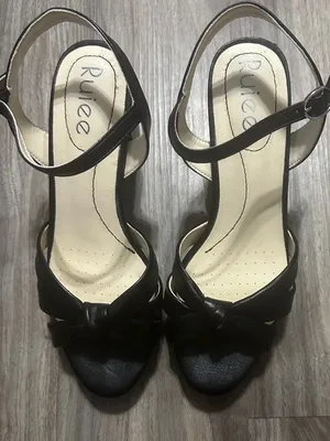 Black Knotted Leather Platform Block-Heel Sandals - Women's thumbnail 2