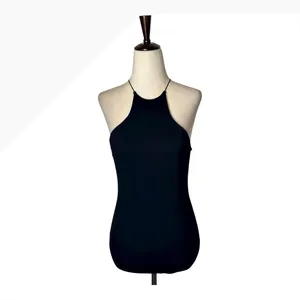 Alexander‎ Wang Black Halter Neck Racerback Bodysuit Size Small Cotton Blend thumbnail 3