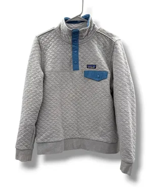 Patagonia Quilted Snap-T Pullover Womens Medium Grey Blue 25282 Organic‎ Cotton thumbnail 1