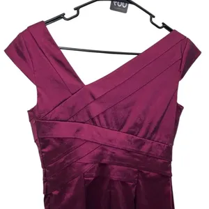 Adrianna Papell Cross neck burgundy midi pencil dress size 6 party business form thumbnail 3