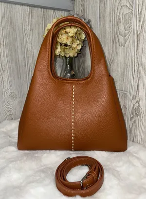 ellos Tan Pebbled Shoulder Bag with Detailing Brown thumbnail 1