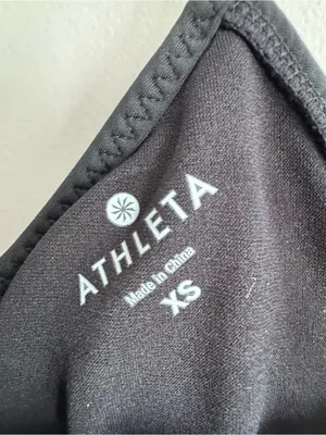 Athleta Black and Gray Striped Tankini Swim Top XS thumbnail 3