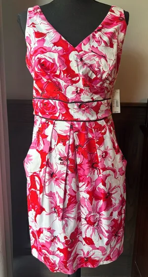 B. Smart Pink Floral Midi Dress nwt 12 thumbnail 1