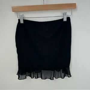 Edikted Black Ruffle Mini Skirt Y2K Sheer Hem thumbnail 5