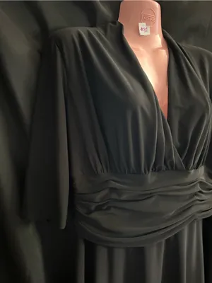 Jones New York Black V-Neck Draped Waist Women's Dress SZ 14 thumbnail 5