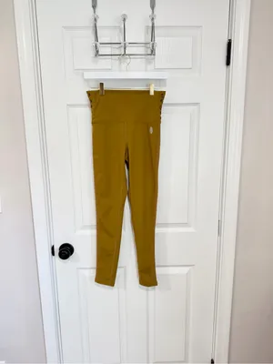 Free People FP Movement Lace Up High Rise Leggings Mustard Yoga Small Pants thumbnail 5