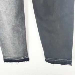 RISEN High Rise Crossover Released Frayed Hem Two Tone Black Wash Denim Jeans 25 thumbnail 9