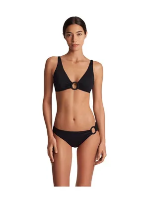 Lauren Ralph Lauren Womens Beach Club Solid Macrame Ring Top Bikini Black 10 thumbnail 6