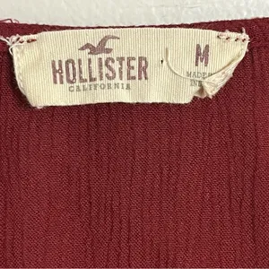 Hollister Womens Burgundy Lace Up V-Neck Bell Sleeve Boho Blouse‎ Top Medium thumbnail 5