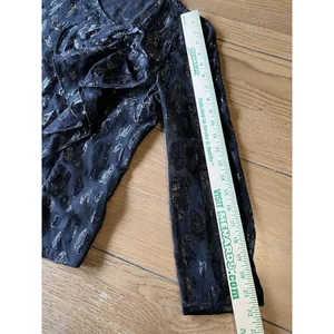 Zara Women XS Black Sheer Long Sleeve‎ Embroidered Top Blouse Ruffle Front thumbnail 14