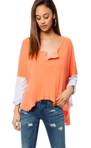 Free People Orange And Gray Henley thumbnail 1
