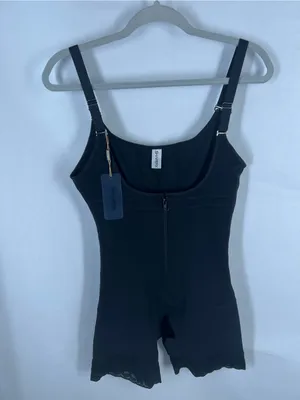 SHAPERX Fitness Black Zip Front Tummy Control Butt Lifter Faja Bodysuit M thumbnail 2